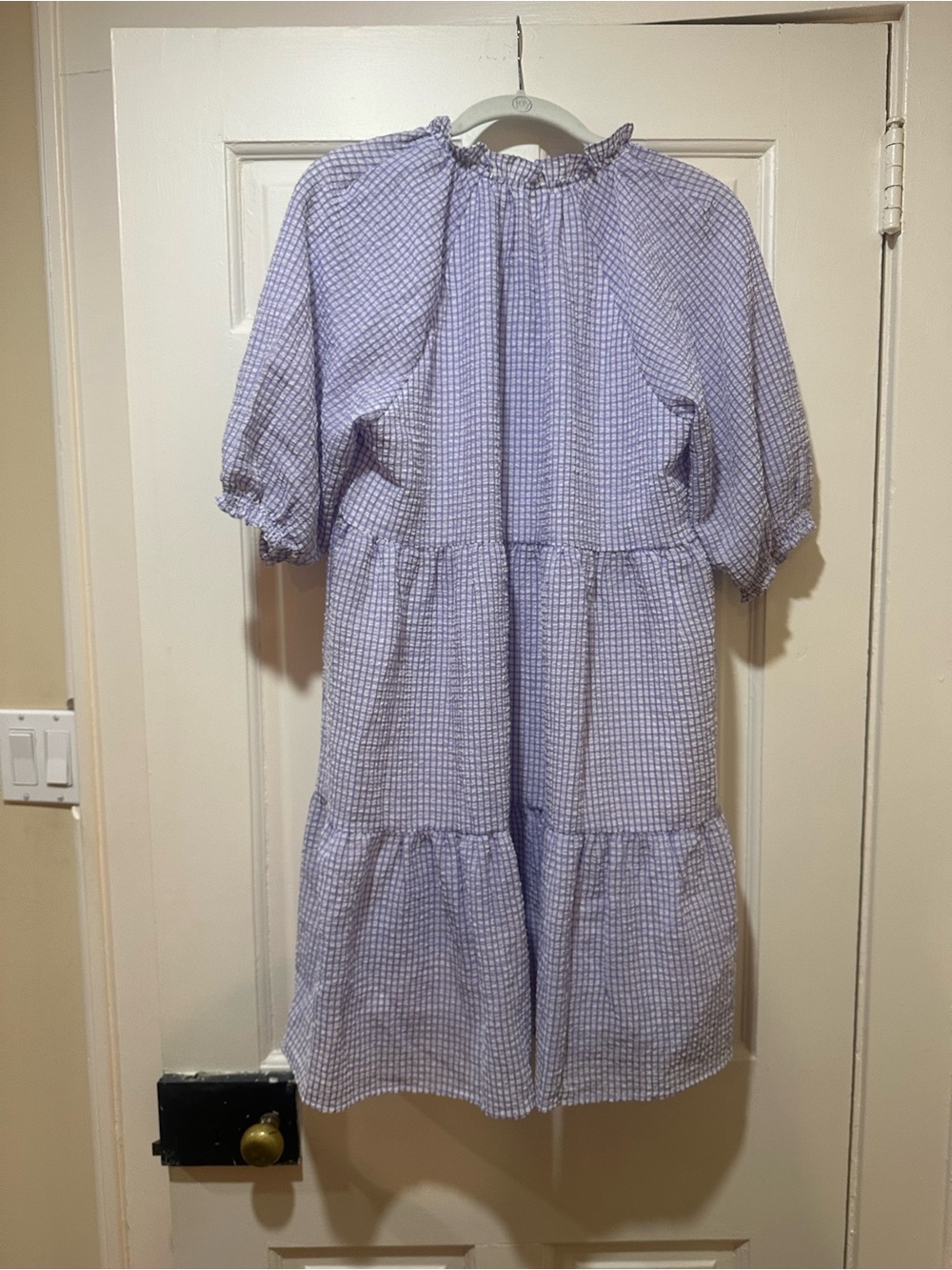 THML Lavender Gingham Tiered Puff-Sleeve Dress - Picture 2 of 2